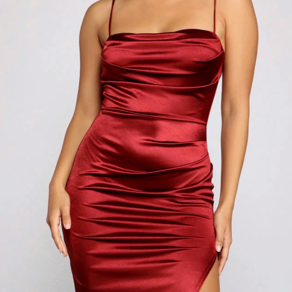 Formal High Slit Satin Dress
